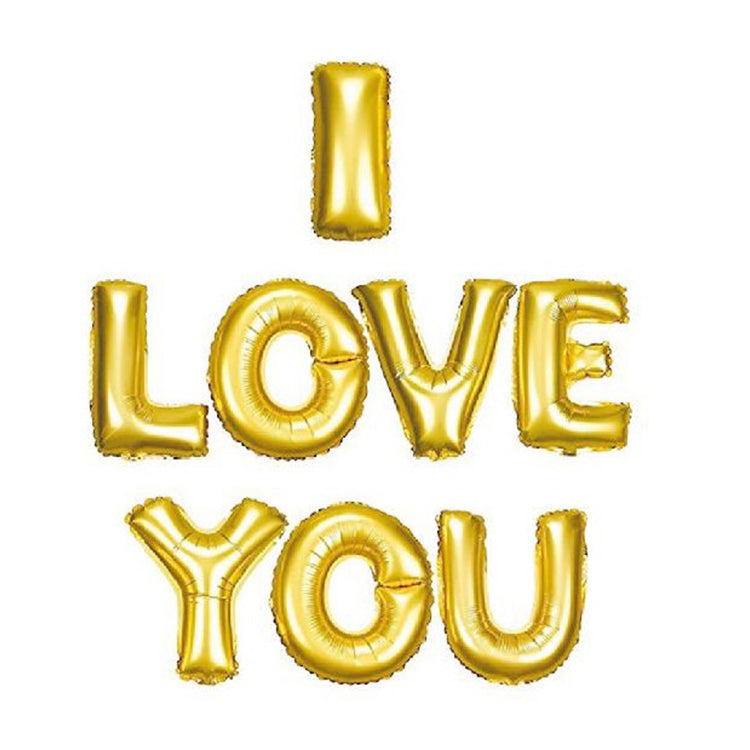 Gold I Love You Yazı Folyo Balon