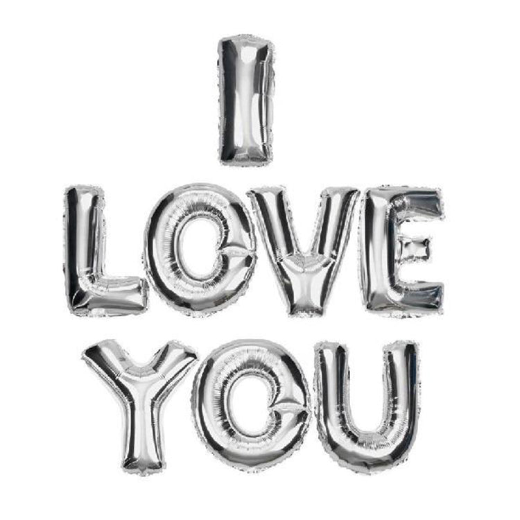 Gümüş I Love You Yazı Folyo Balon