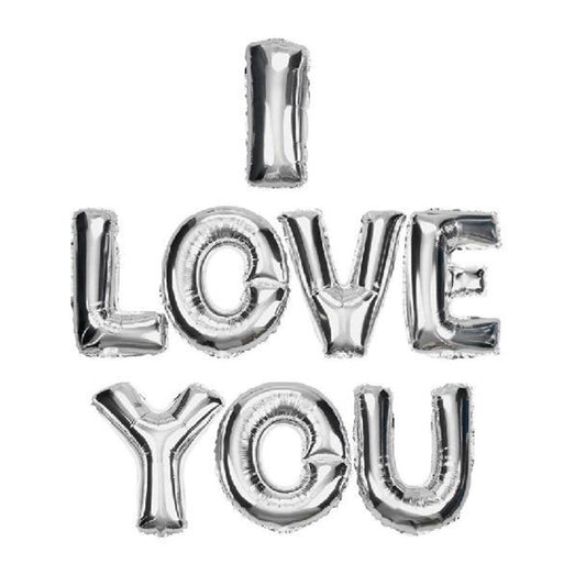 Gümüş I Love You Yazı Folyo Balon