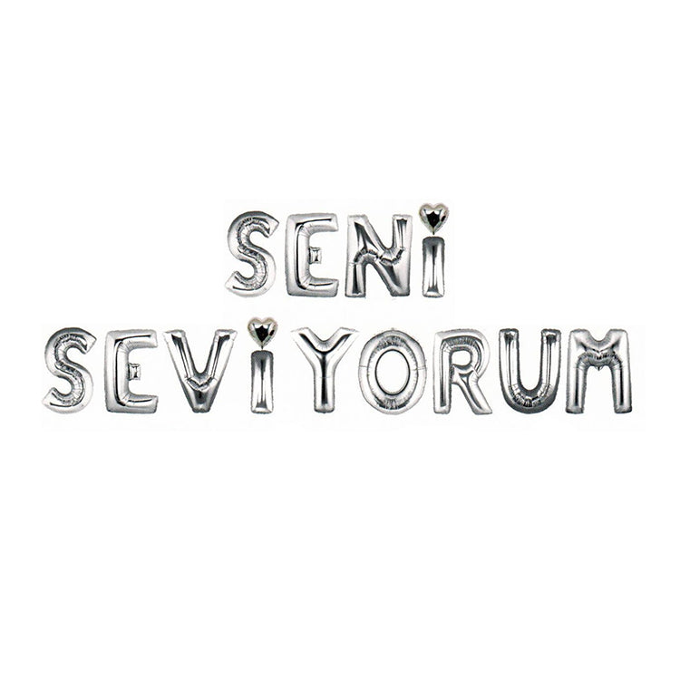 Gümüş Seni Seviyorum Yazı Folyo Balon