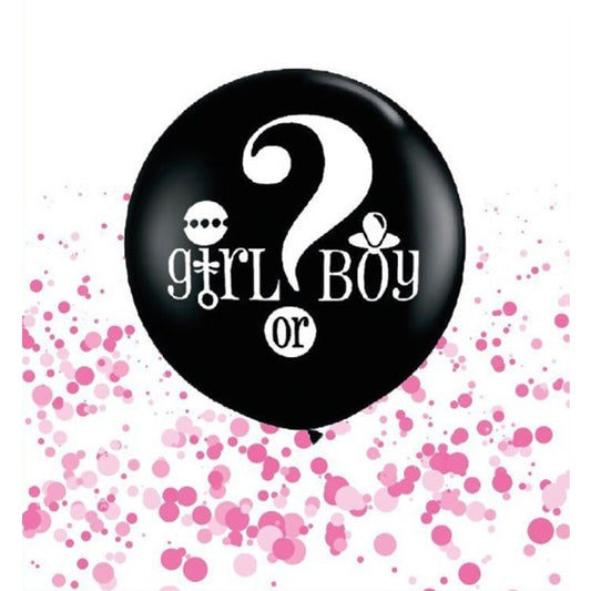 36" Pembe Konfetili Cinsiyet Folyo Balon