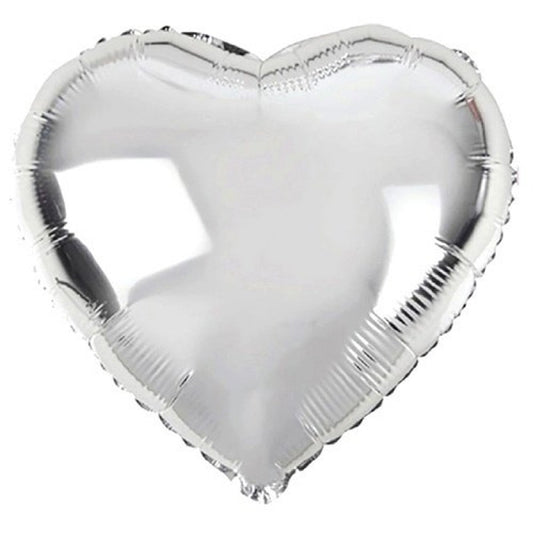 10" Parlak Gümüş Kalp Folyo Balon