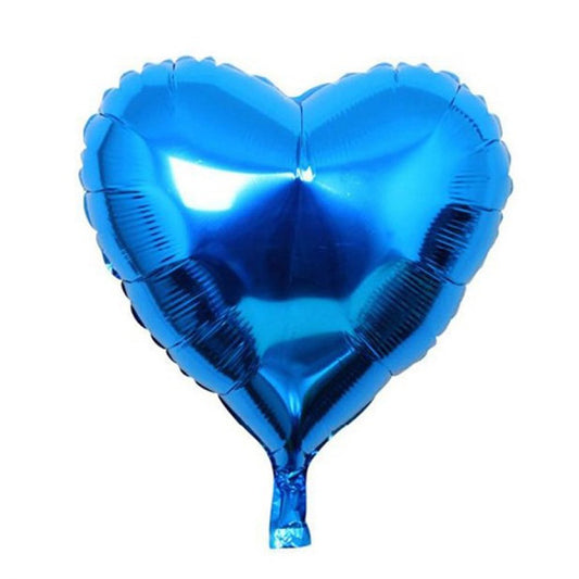10" Parlak Mavi Kalp Folyo Balon