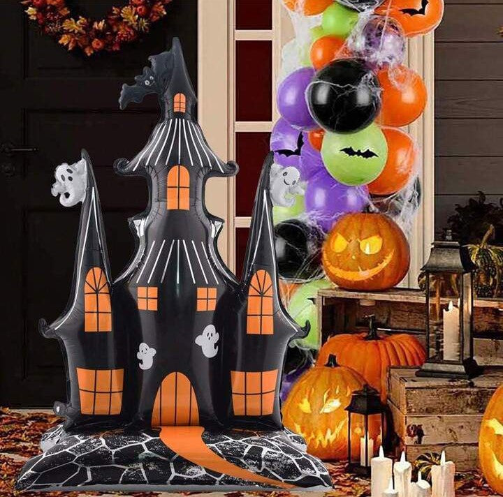 Ayaklı Halloween Şatosu Folyo Balon