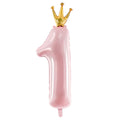 Taçlı Pembe 1 Rakam Folyo Balon