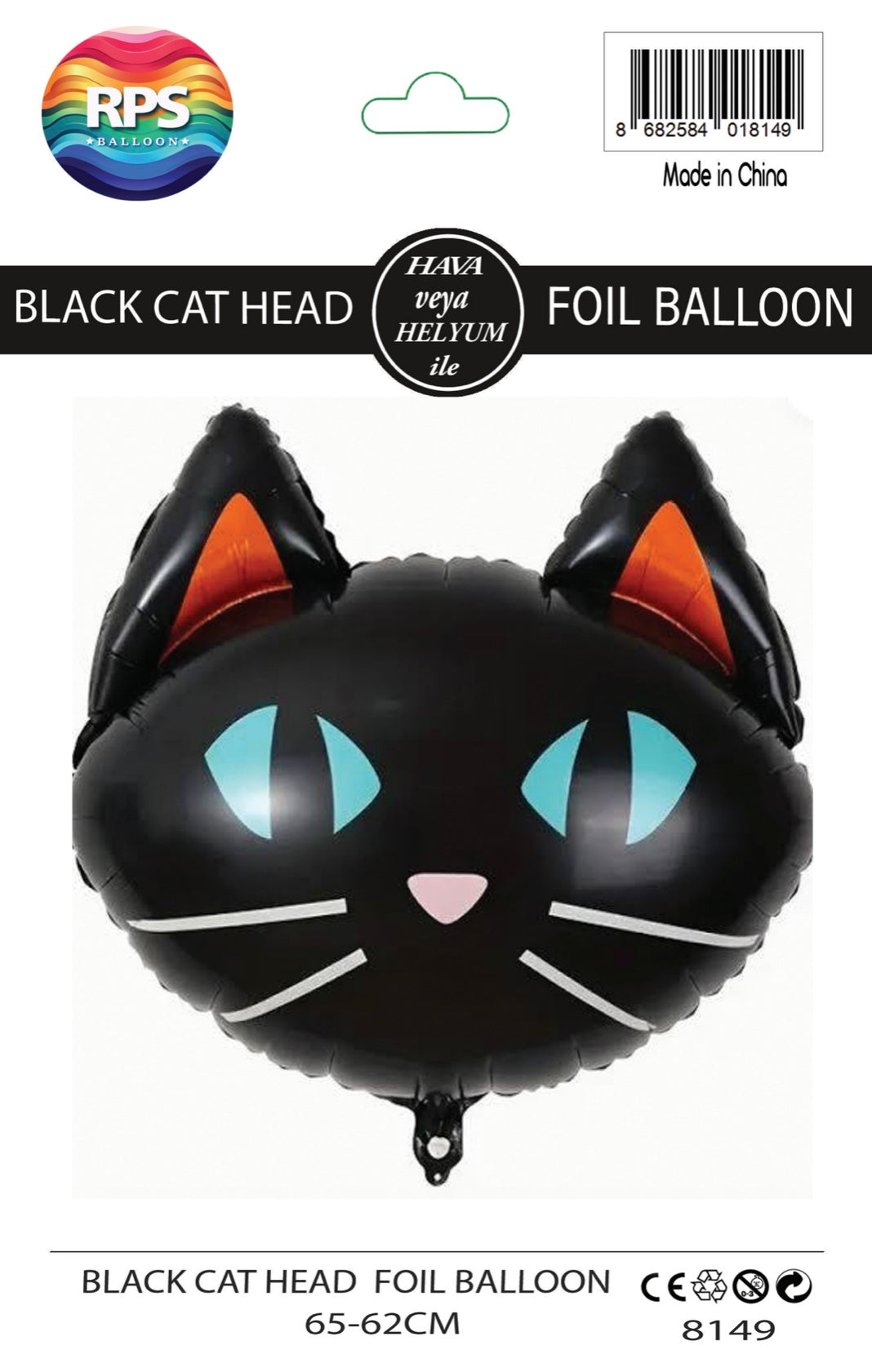 Siyah Kedi Kafa Folyo Balon