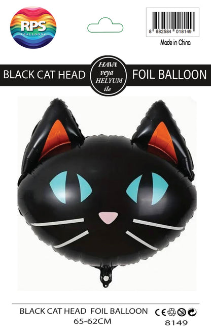 Siyah Kedi Kafa Folyo Balon