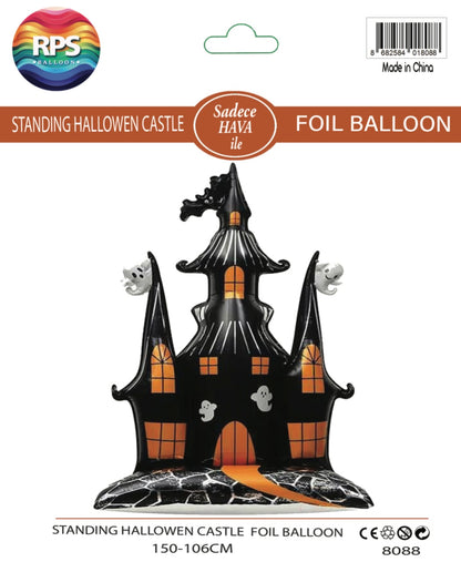 Ayaklı Halloween Şatosu Folyo Balon