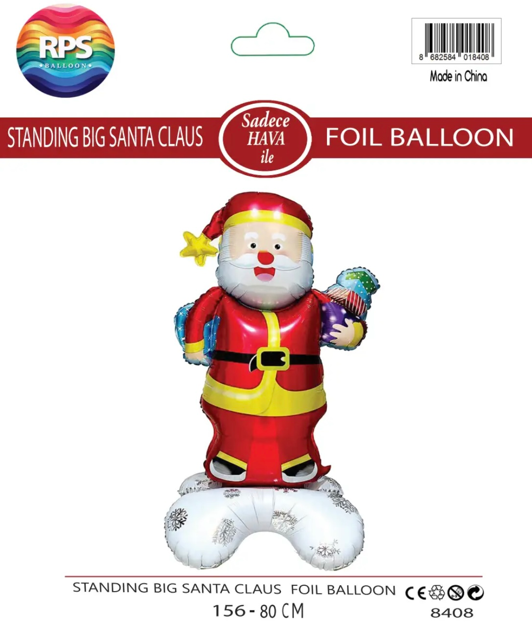 Ayaklı Büyük Noel Baba Folyo Balon