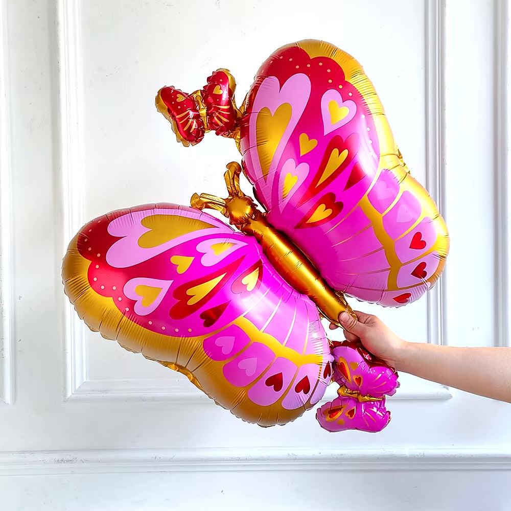 Pembe Kırmızı Kelebek Folyo Balon
