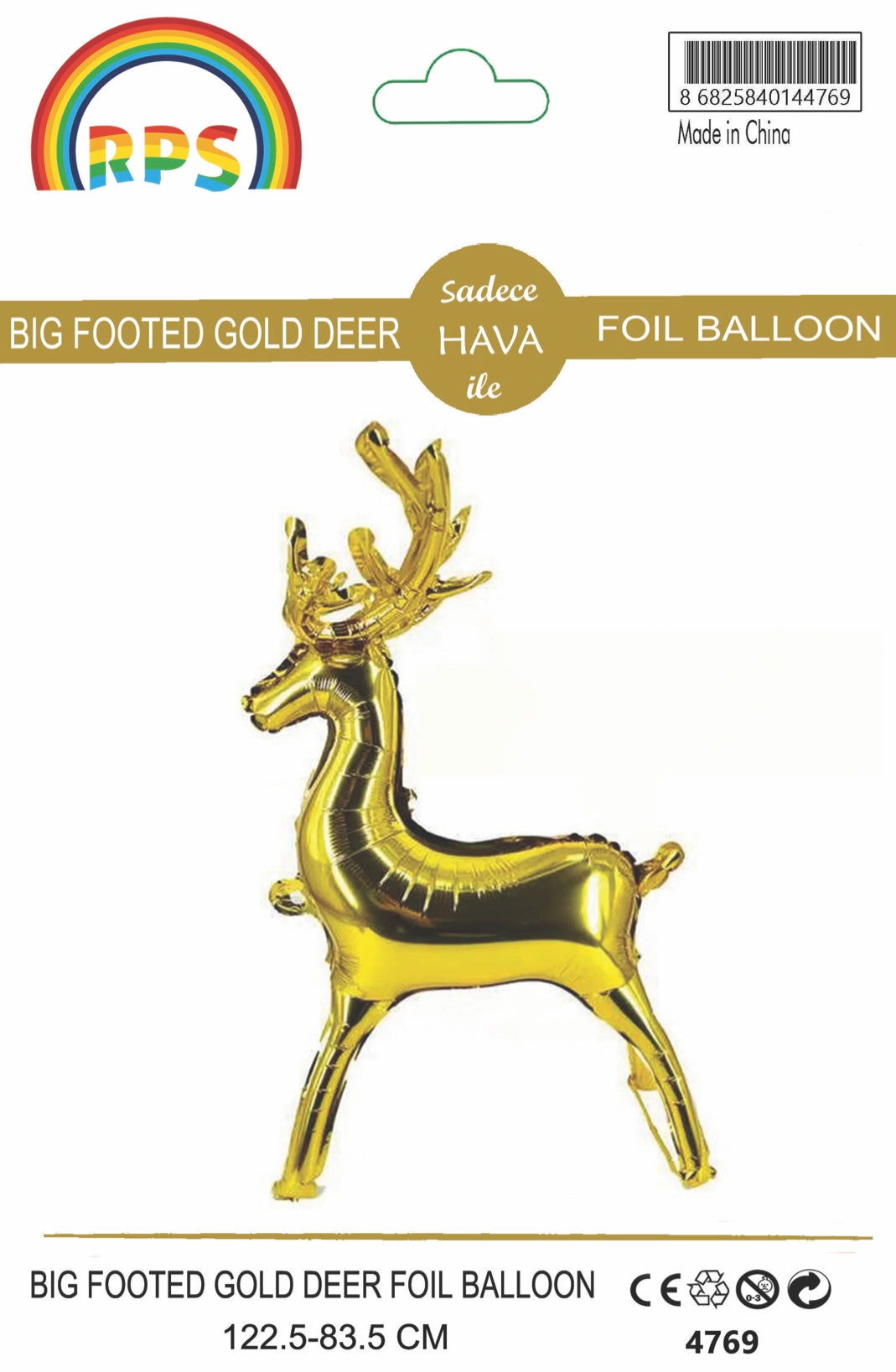 Ayaklı Büyük Gold Geyik Folyo Balon