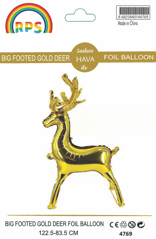 Ayaklı Büyük Gold Geyik Folyo Balon
