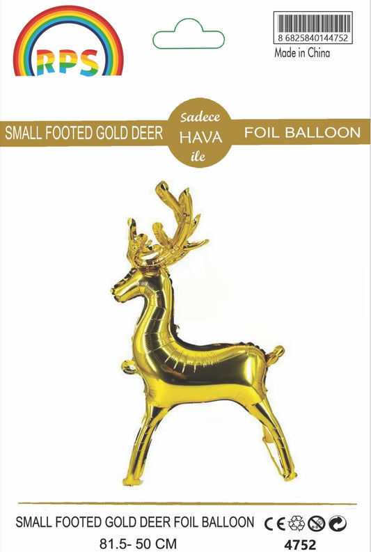 Ayaklı Küçük Gold Geyik Folyo Balon