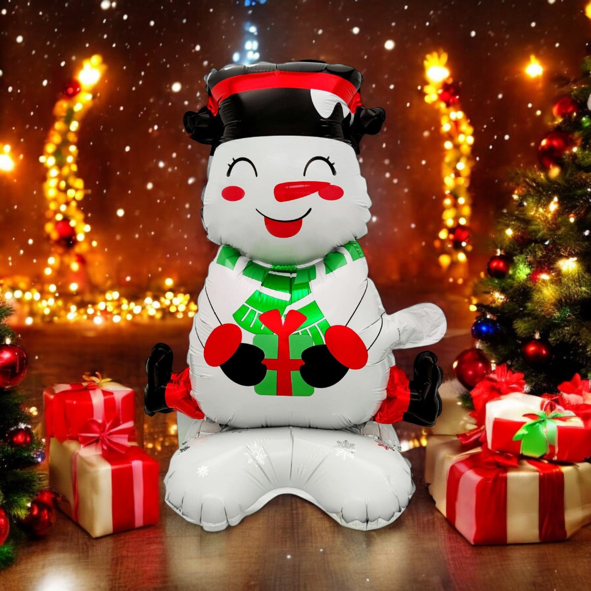 Ayaklı Küçük Oturan Kardan Adam Folyo Balon