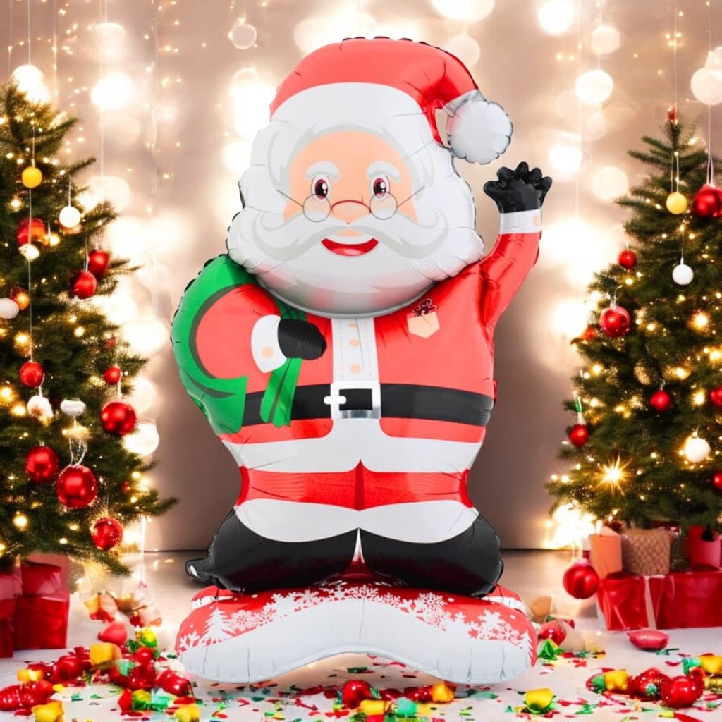 Ayaklı Gözlüklü Noel Baba Folyo Balon