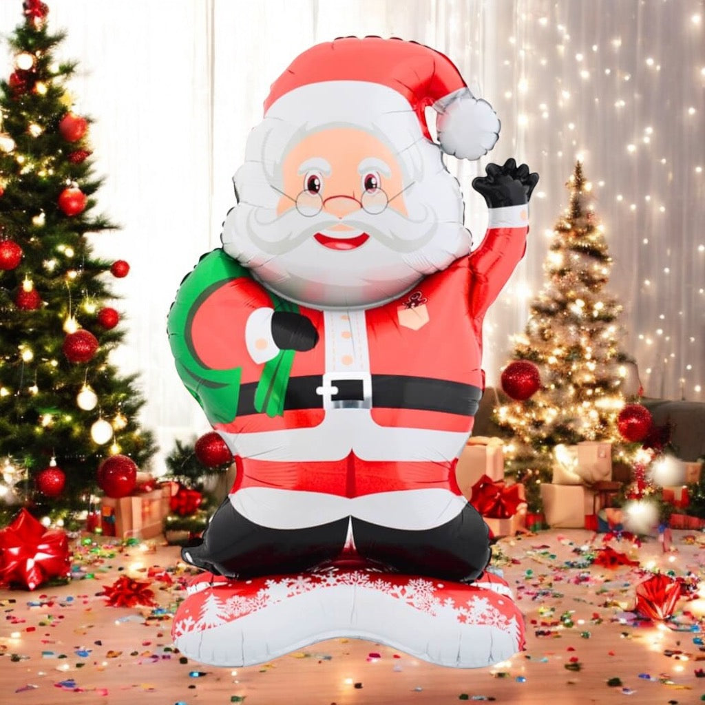 Ayaklı Gözlüklü Noel Baba Folyo Balon
