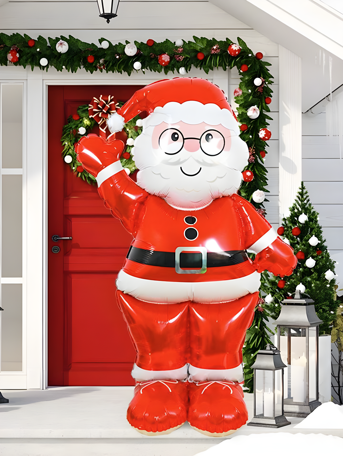 Ayaklı Büyük Kırmızı Noel Baba Folyo Balon
