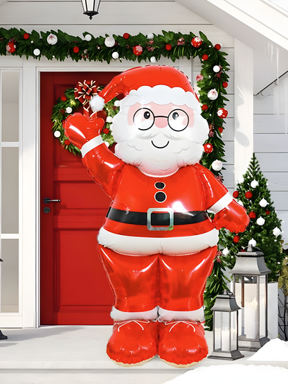 Ayaklı Büyük Kırmızı Noel Baba Folyo Balon