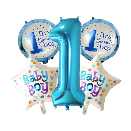 1 Yaş Mavi 5'li Folyo Balon Seti
