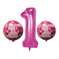 1 Yaş Pembe 3'lü Folyo Balon Seti