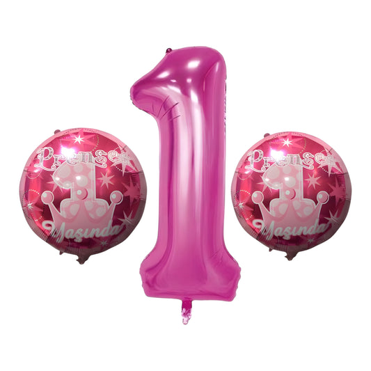 1 Yaş Pembe 3'lü Folyo Balon Seti