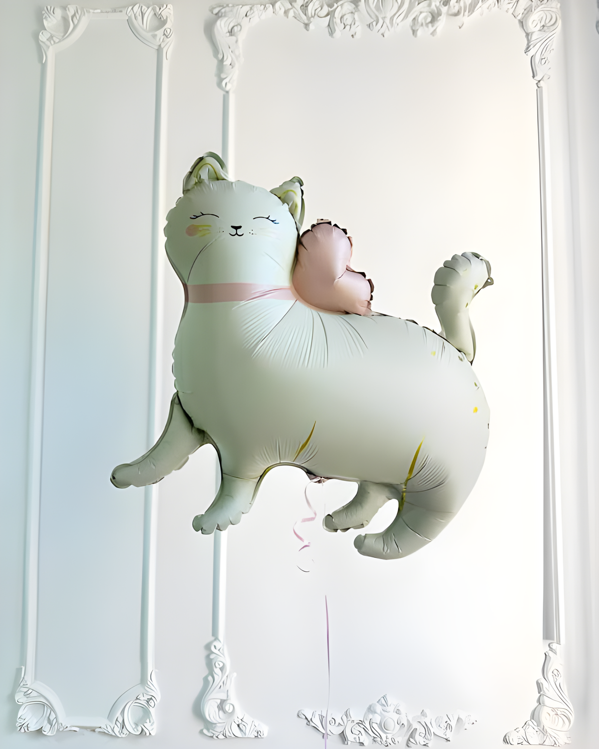 Ayaklı Retro Beyaz Kedi Folyo Balon
