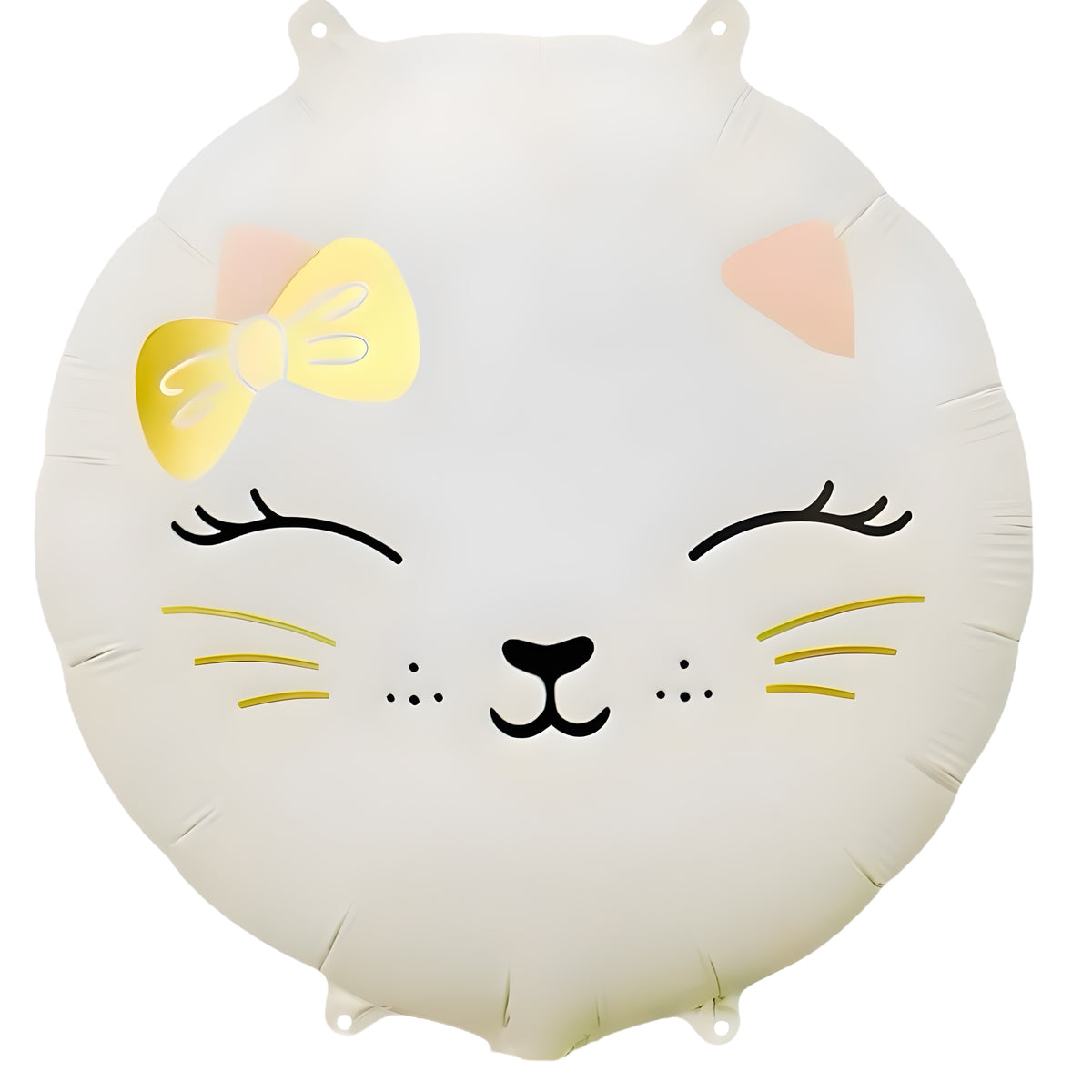 Retro Beyaz Kedi Yuvarlak Folyo Balon