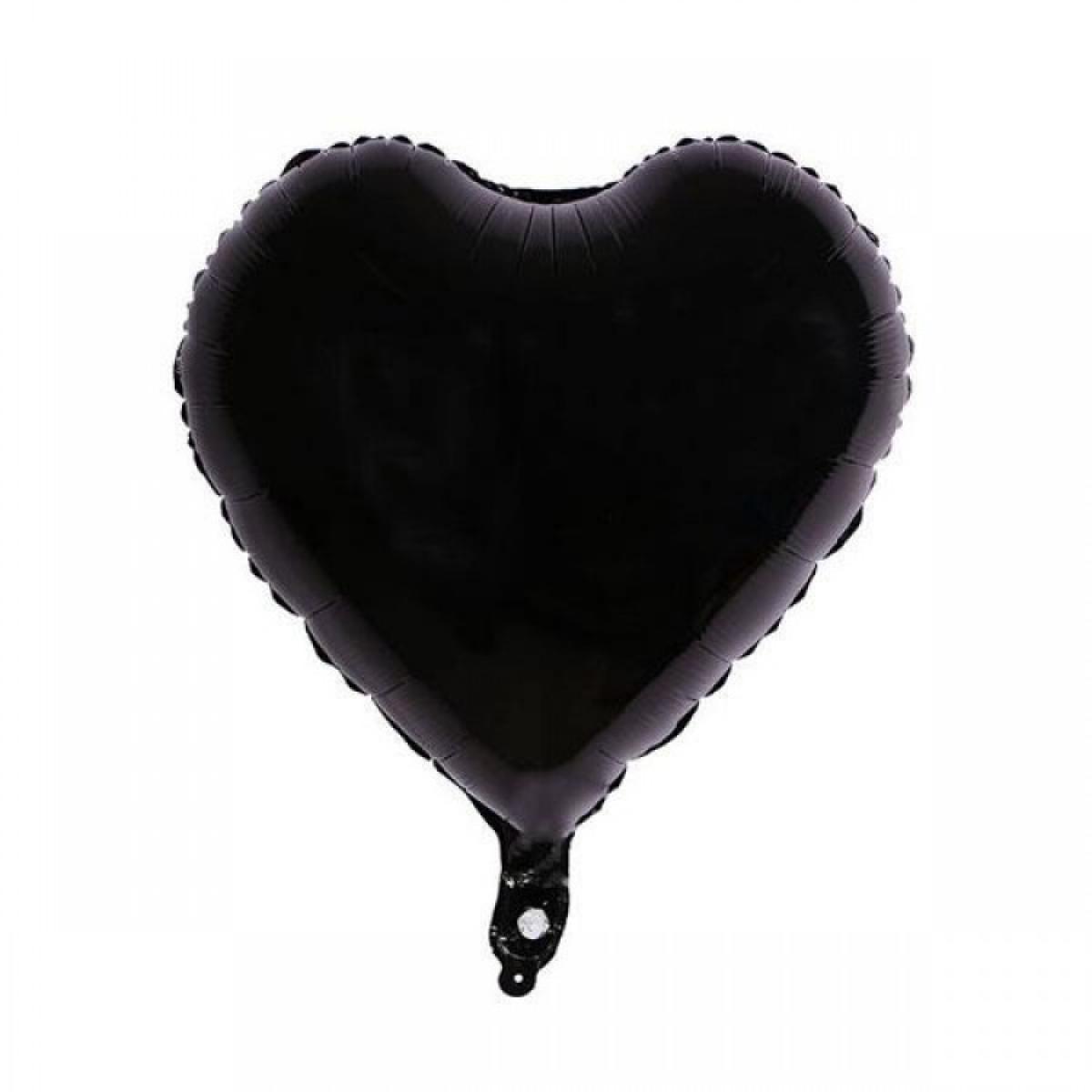 18" Parlak Siyah Kalp Folyo Balon