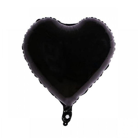 18" Parlak Siyah Kalp Folyo Balon