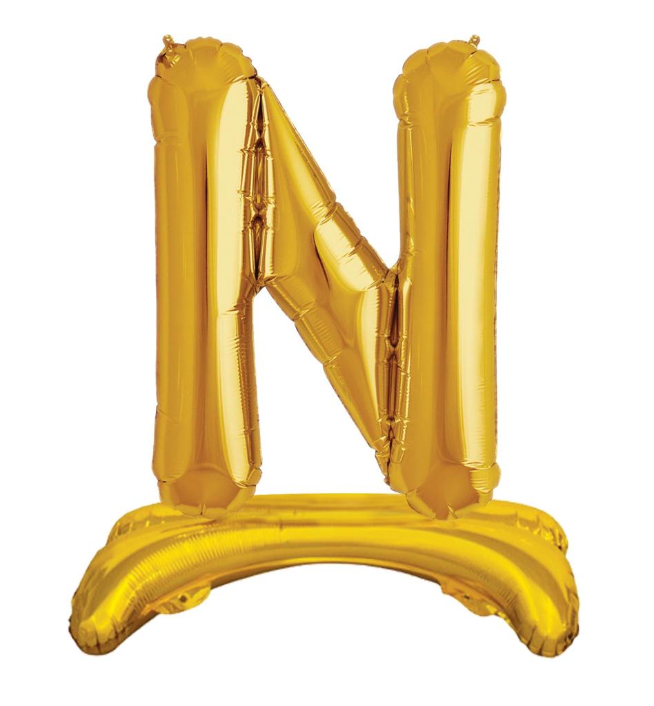 Ayaklı 34" Gold Harf Folyo Balon - N