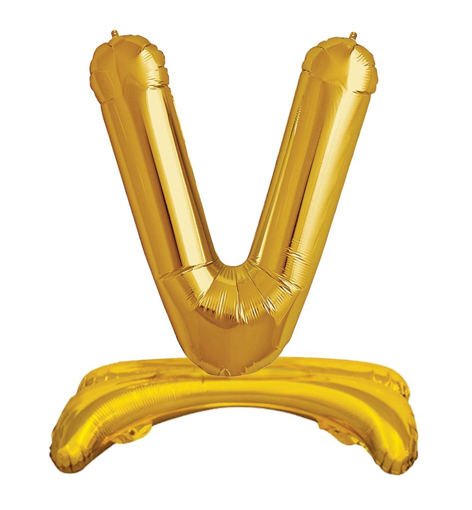 Ayaklı 34" Gold Harf Folyo Balon - V