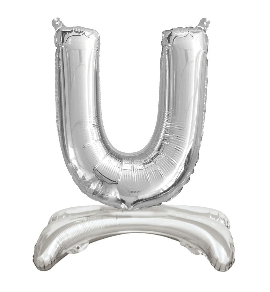 Ayaklı 34" Gümüş Harf Folyo Balon - U