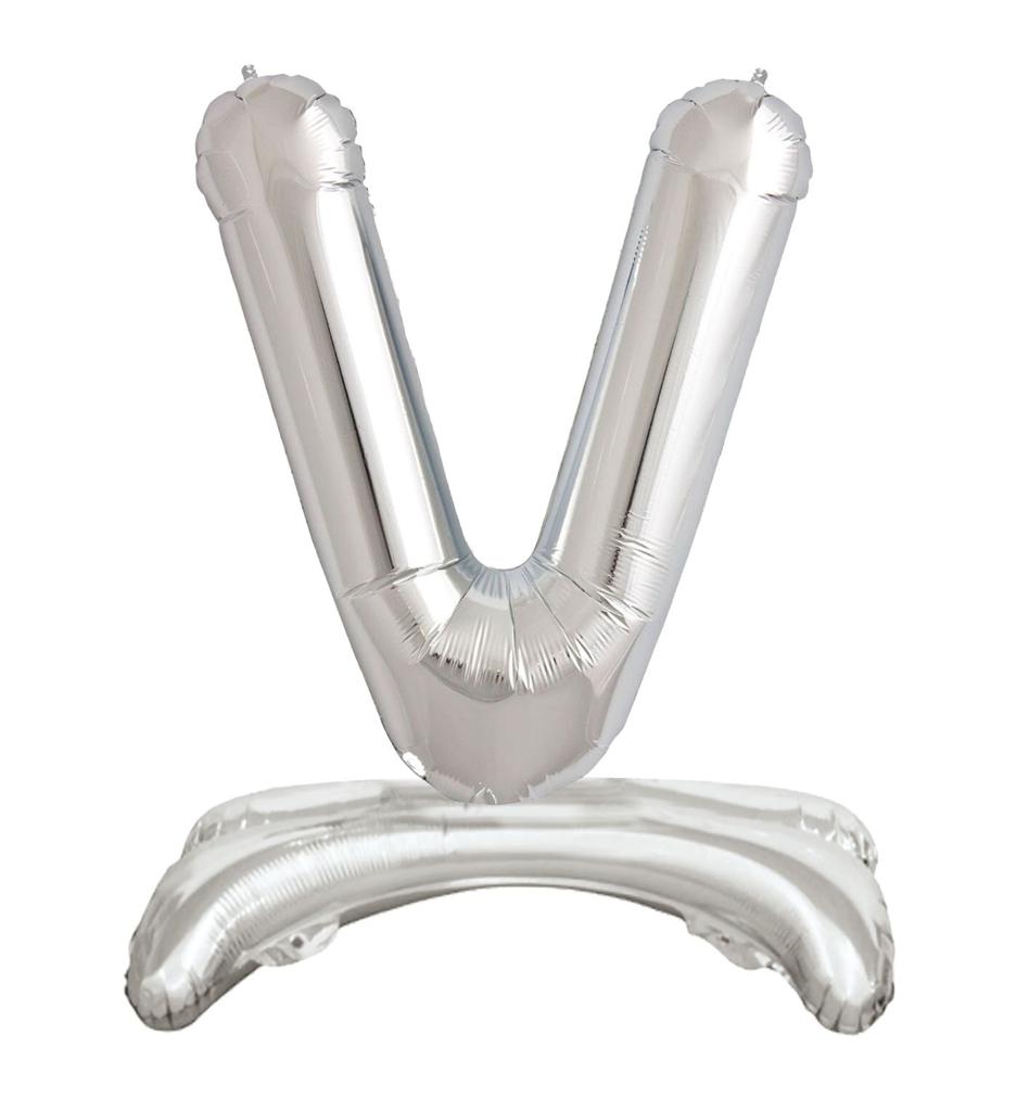 Ayaklı 34" Gümüş Harf Folyo Balon - V