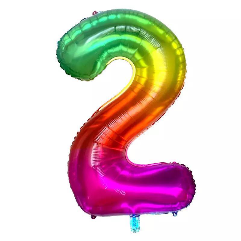 34" Gökkuşağı Rakam Folyo Balon - 2