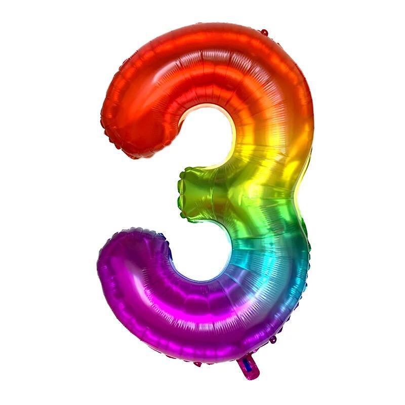 40" Gökkuşağı Rakam Folyo Balon - 3