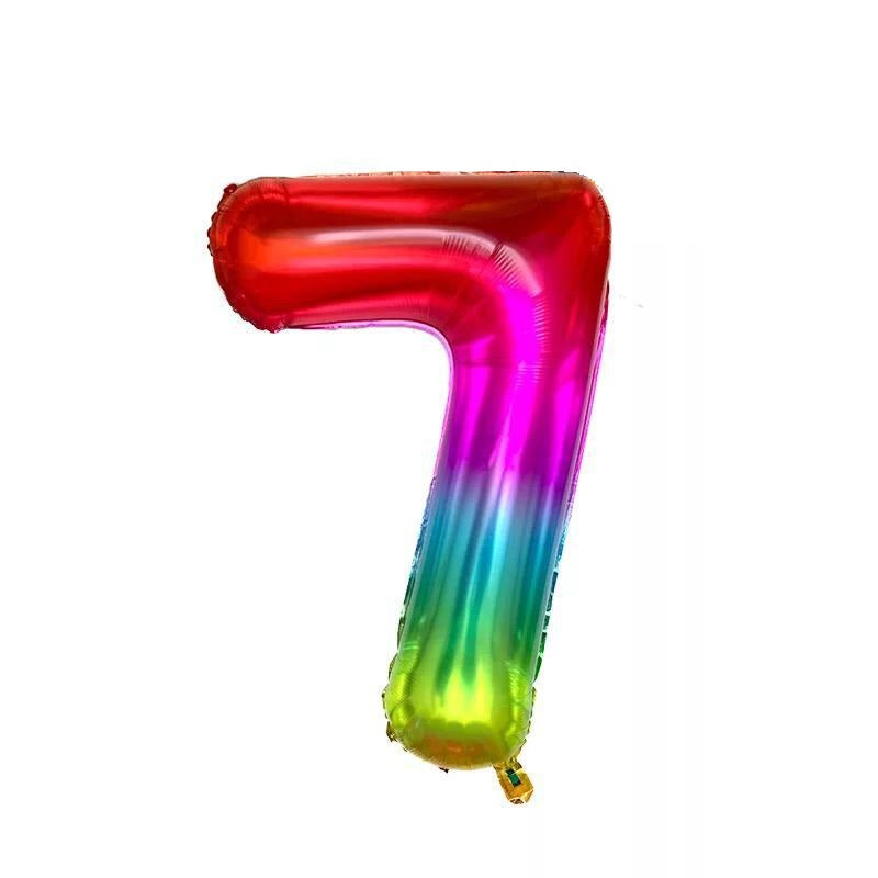 34" Gökkuşağı Rakam Folyo Balon - 7