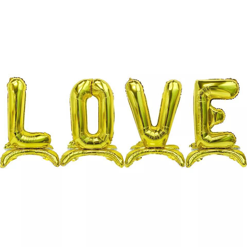 Ayaklı Gold Love Folyo Balon Seti