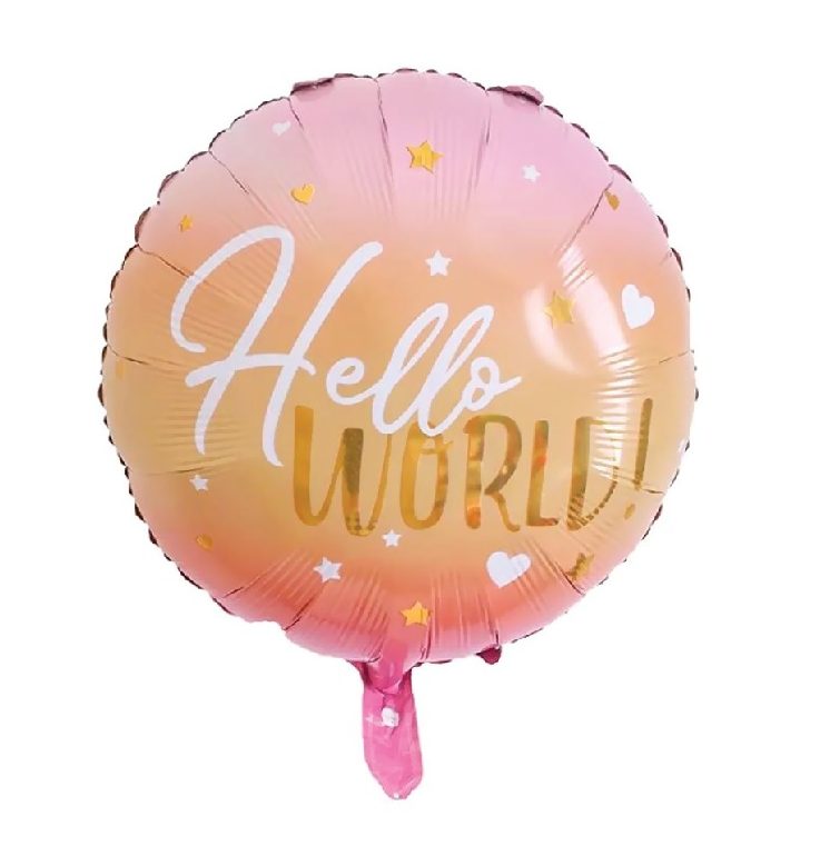 Hello World Yuvarlak Folyo Balon