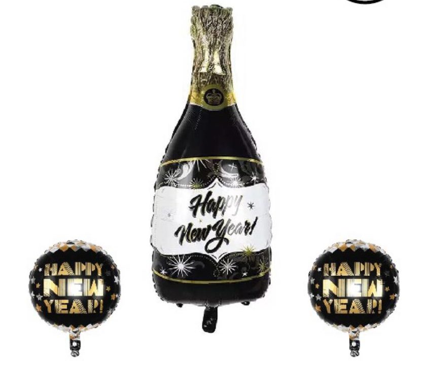 Happy New Year Şişe 3'lü Folyo Balon Seti