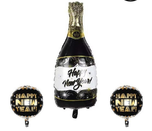 Happy New Year Şişe 3'lü Folyo Balon Seti