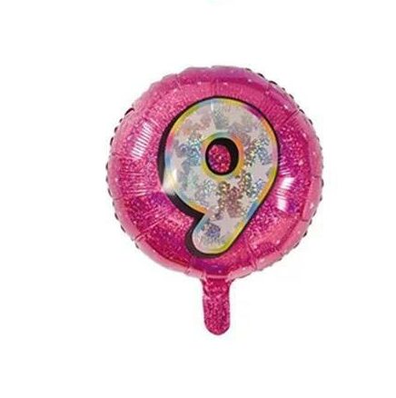 18" Pembe Rakam Folyo Balon - 9