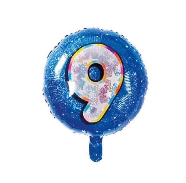 18" Mavi Rakam Folyo Balon - 9