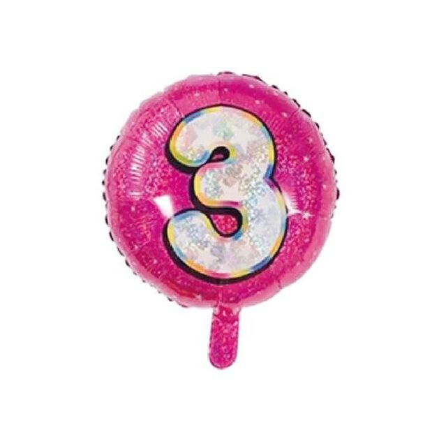 18" Pembe Rakam Folyo Balon - 3