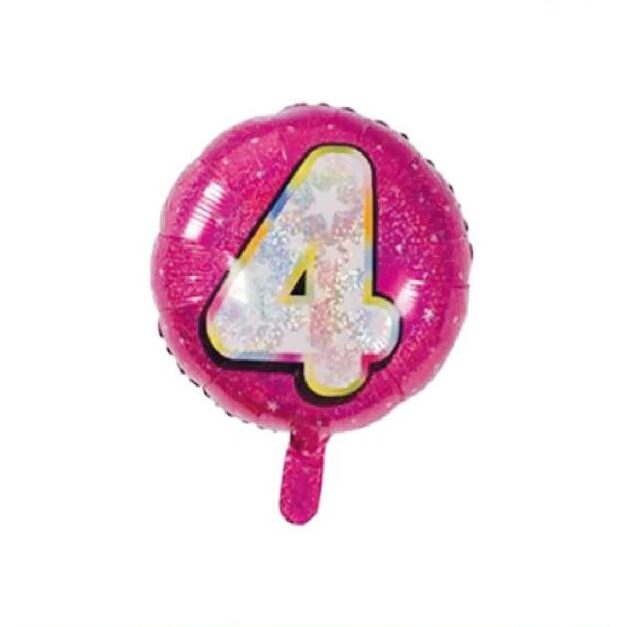 18" Pembe Rakam Folyo Balon - 4