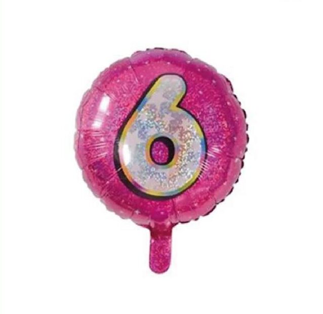 18" Pembe Rakam Folyo Balon - 6