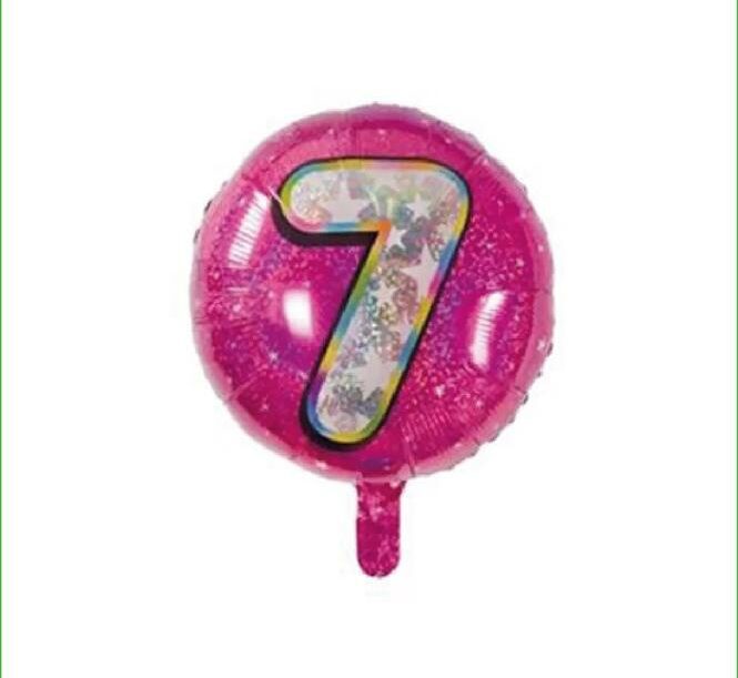 18" Pembe Rakam Folyo Balon - 7
