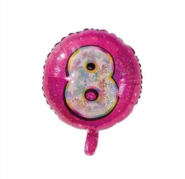 18" Pembe Rakam Folyo Balon - 8