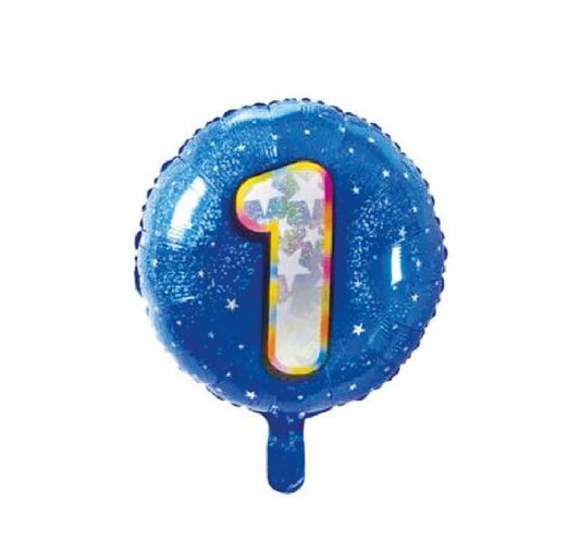 18" Mavi Rakam Folyo Balon - 1