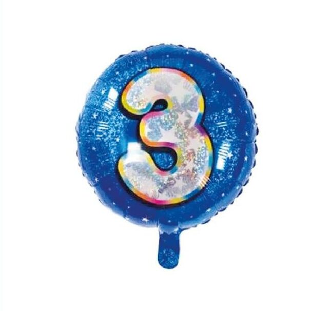 18" Mavi Rakam Folyo Balon - 3
