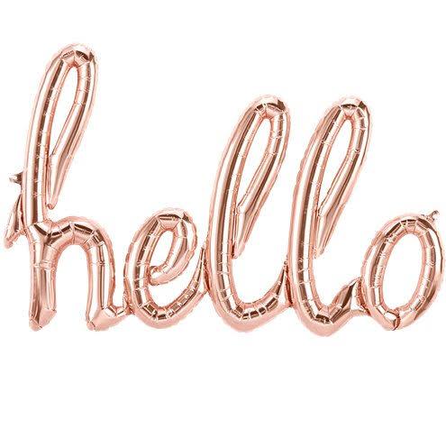 Rose Hello Birleşik Yazı Folyo Balon
